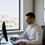 person on desk