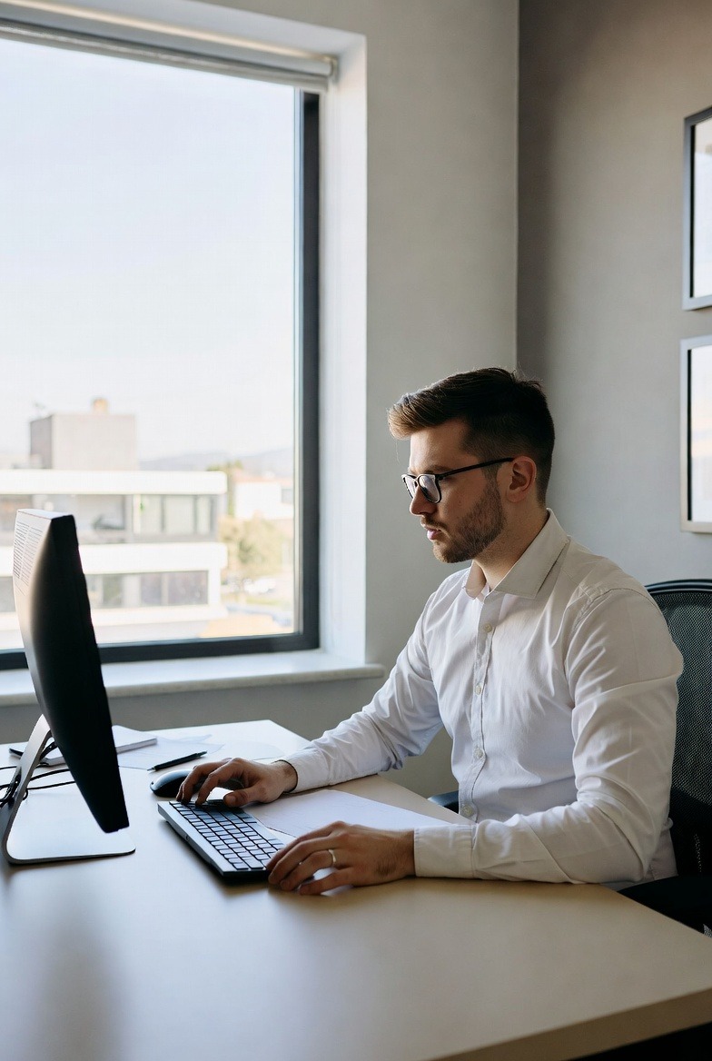 person on desk